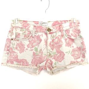 Current/Elliott Red Roses Boyfriend Cutoff Shorts